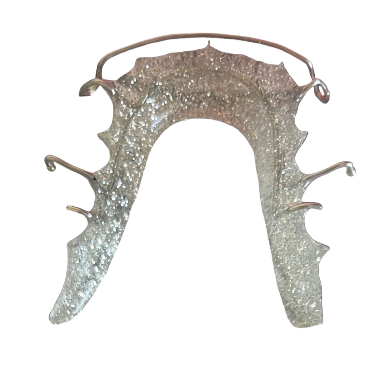 Shiny silver glitter Hawley wire retainer