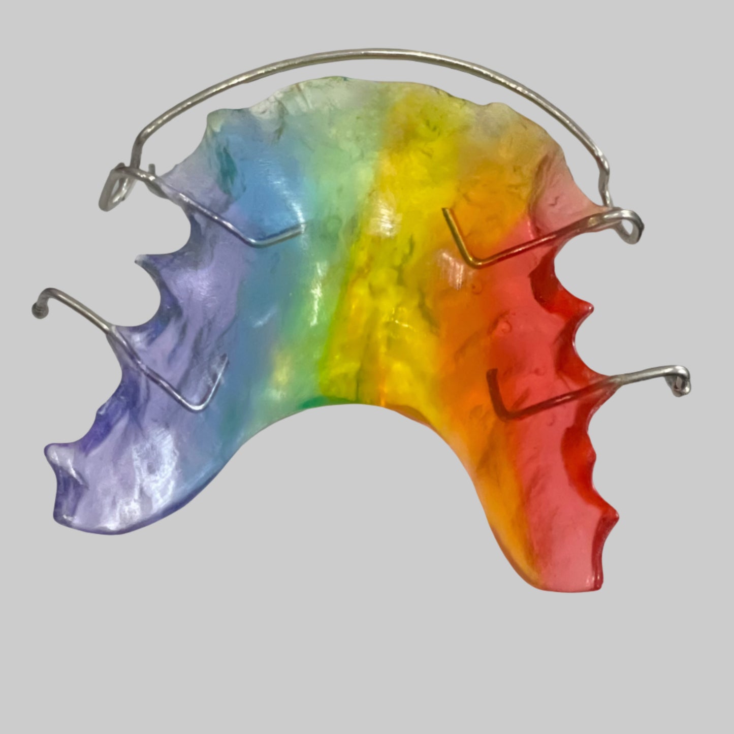 Upper Custom Hawley Retainer in Rainbow Finish – Durable and Bright Acrylic Design