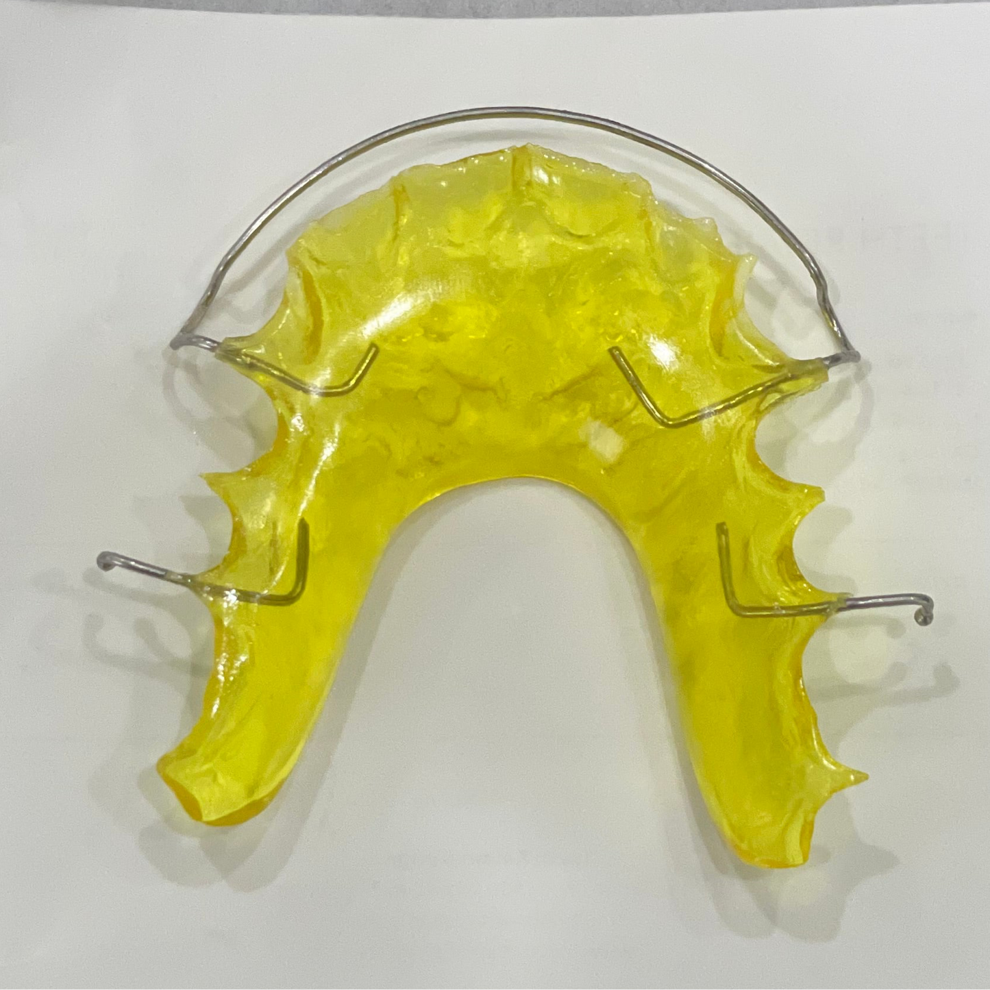 Upper Custom Hawley Retainer with Regular yellow Acrylic – Personalized Orthodontic Appliance
