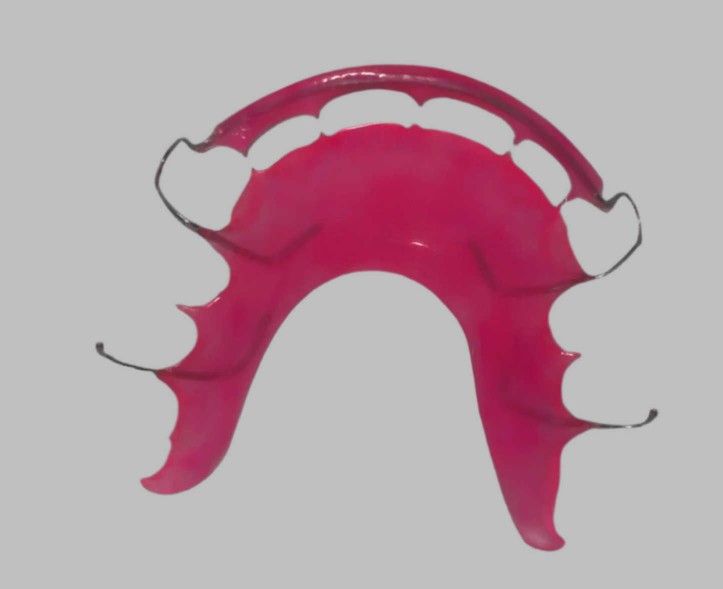 "Personalized Hawley retainer with pink acrylic"
