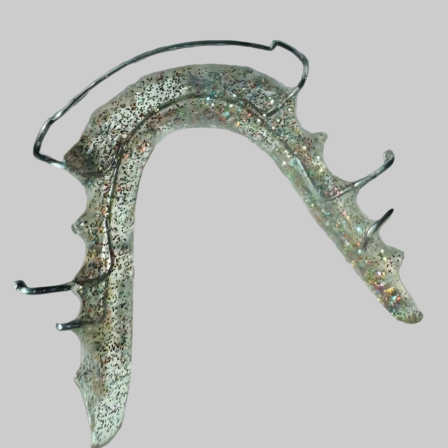 Lower Custom Hawley Retainer in Mixed Sparkle Finish – Acrylic and Stainless Steel Wire