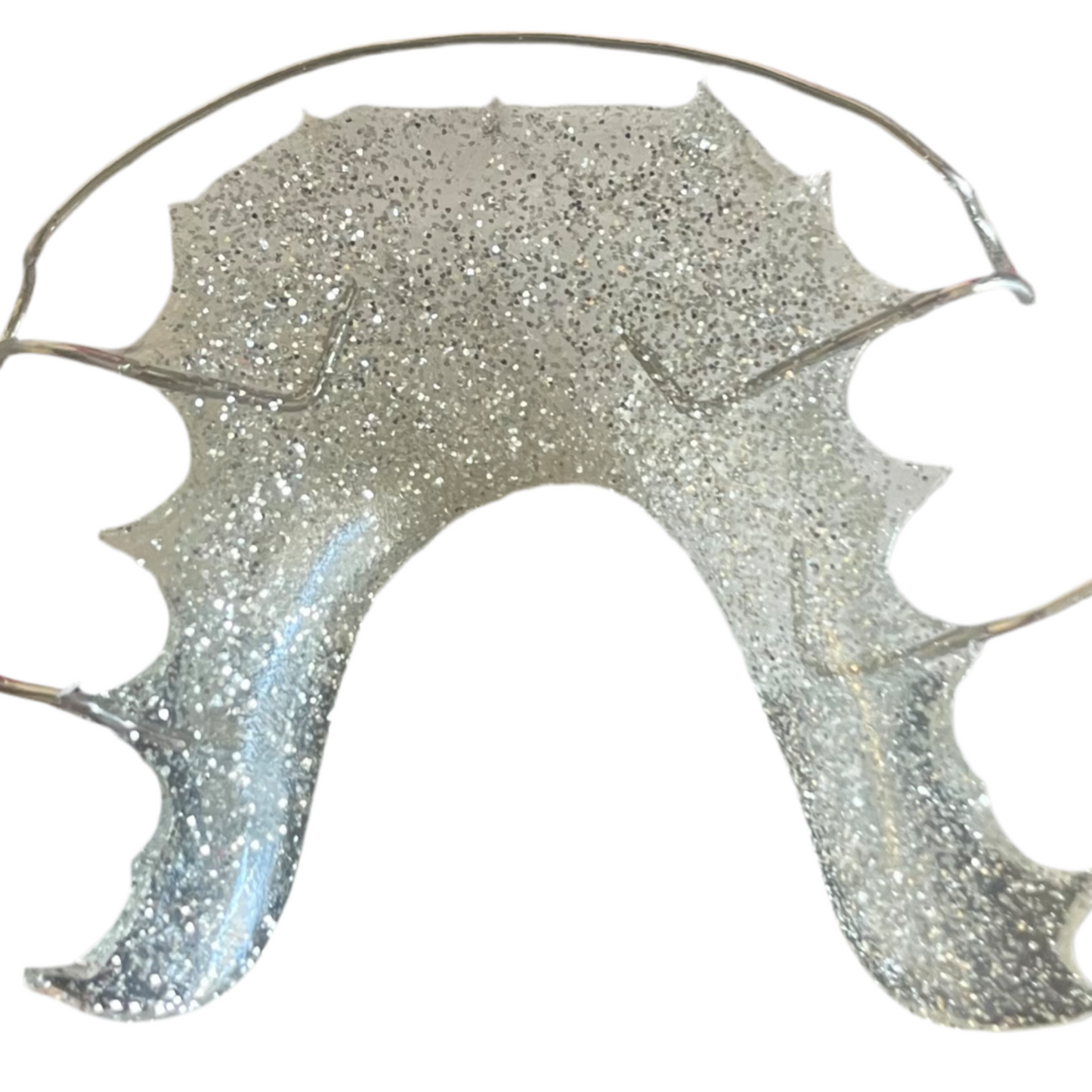 "Personalized Hawley retainer with silver acrylic"