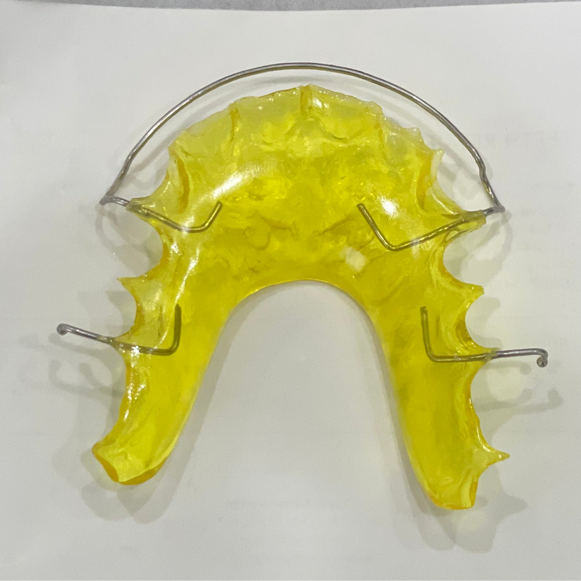 Upper Custom Hawley Retainer with Regular yellow Acrylic – Personalized Orthodontic Appliance